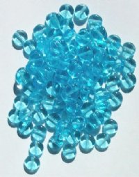 100 6x3mm Transparent Aqua Glass Disk Beads